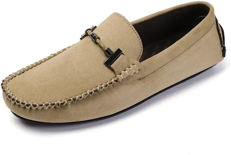 New Mens Loafers Shoe Suede Vamp Round Toe Driving Shoes Lightweight Comfortable Flat Heel Classic Slip-on