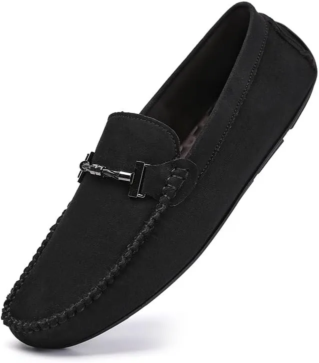 New Mens Loafers Shoe Suede Vamp Round Toe Driving Shoes Lightweight Comfortable Flat Heel Classic Slip-on
