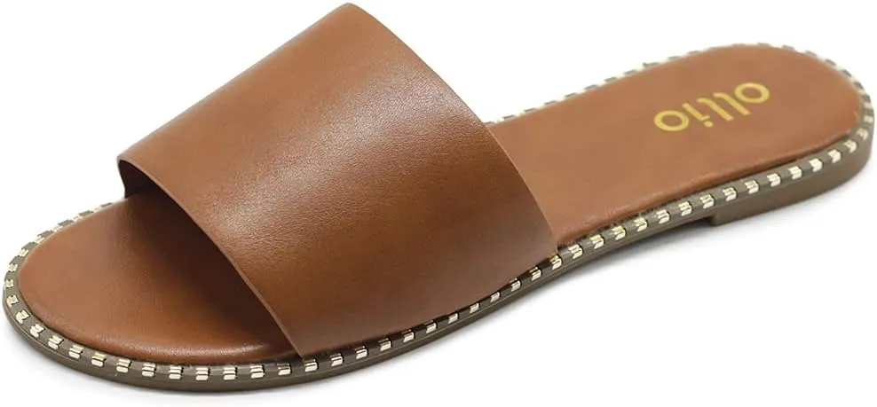 Ollio Women's Shoes Simple Comfort Slide Sandals S130