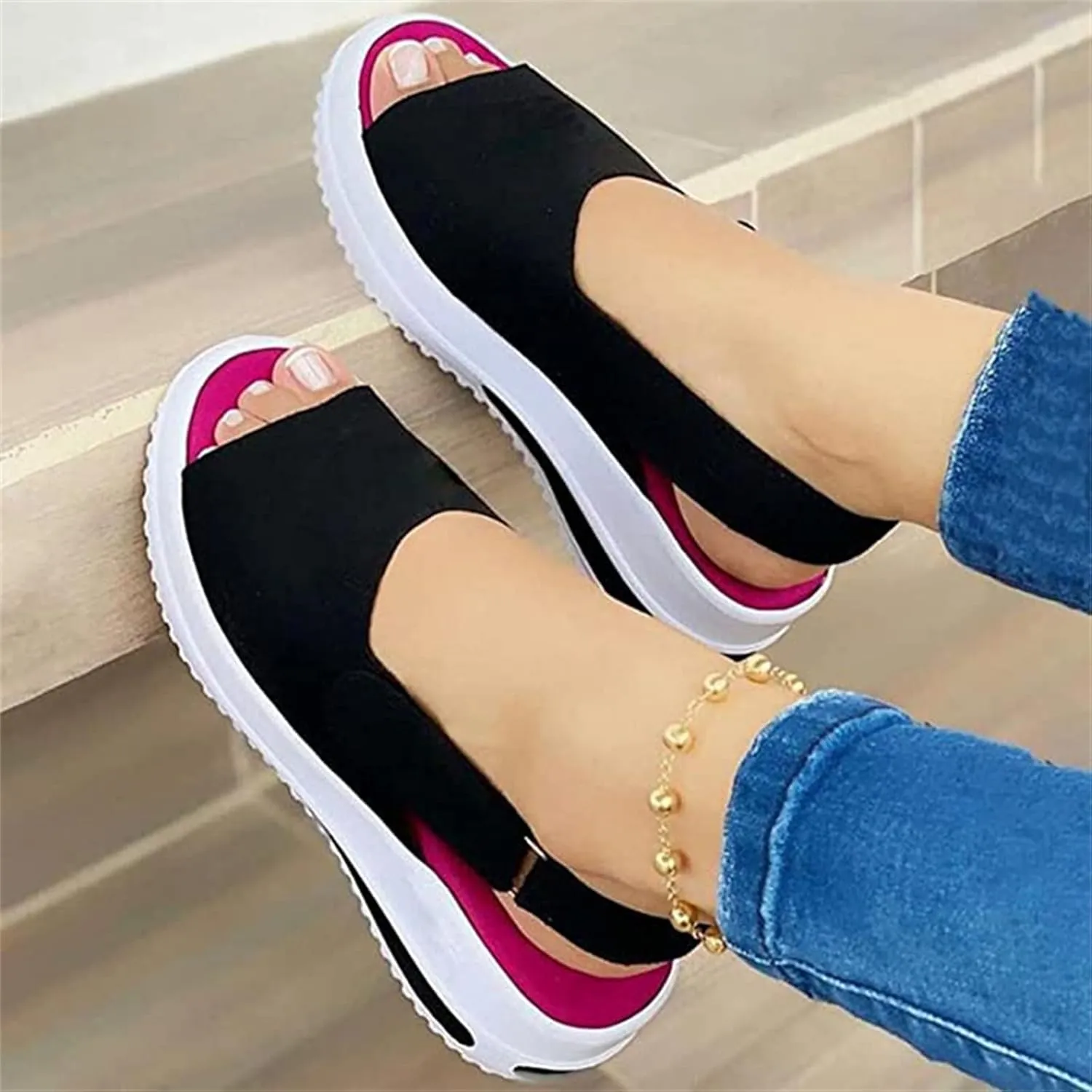 Orthopedic Sandals For Women Dressy Platform Wedges Sandals Ankle Strap Summer Dress Shoes Casual Beach Walking Shoe