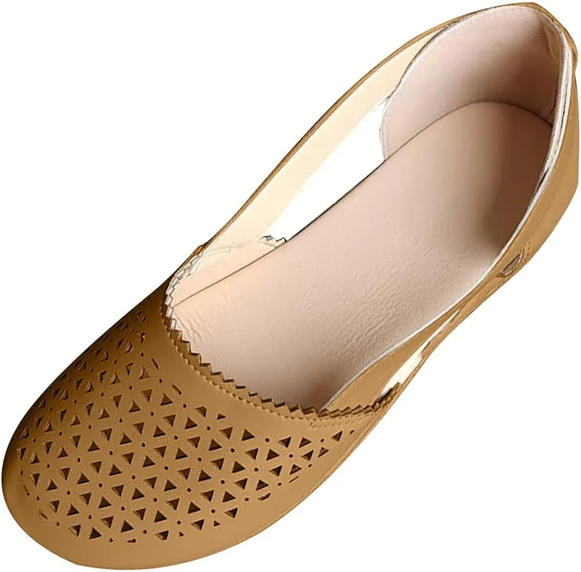 Orthopedic Sandals for Women Summer Round Closed Toe Low Heel Sandals Fashion Casual Hollow Ballet Flats Slip On Loafers Lightweight Breathable Walking Shoes Comfy Wedge Sandalias