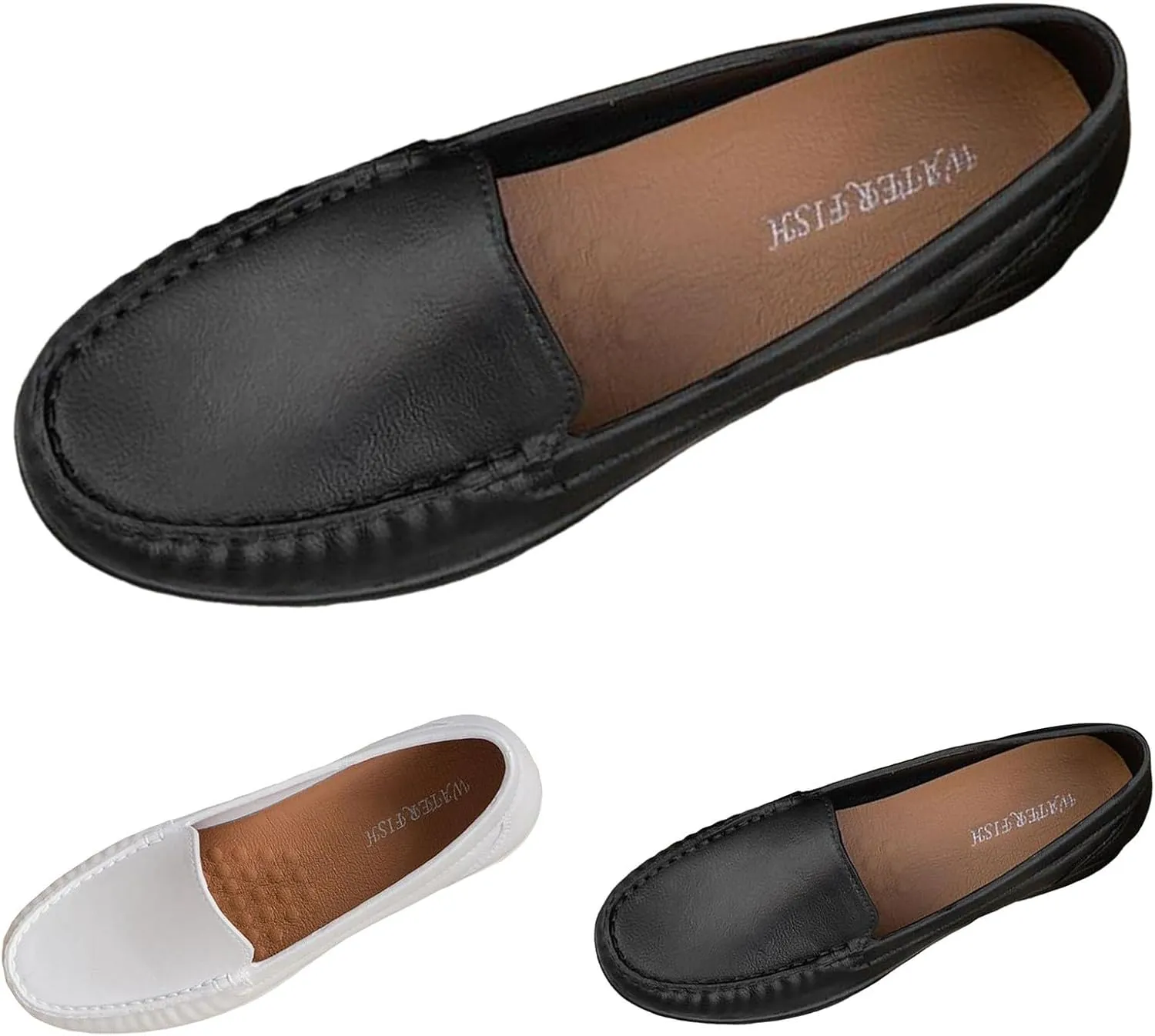 Orthopedic Slip-On Loafers for Women Soft Thick Sole Comfortable Dress Shoes Flat Leather Shoes Business Shoes