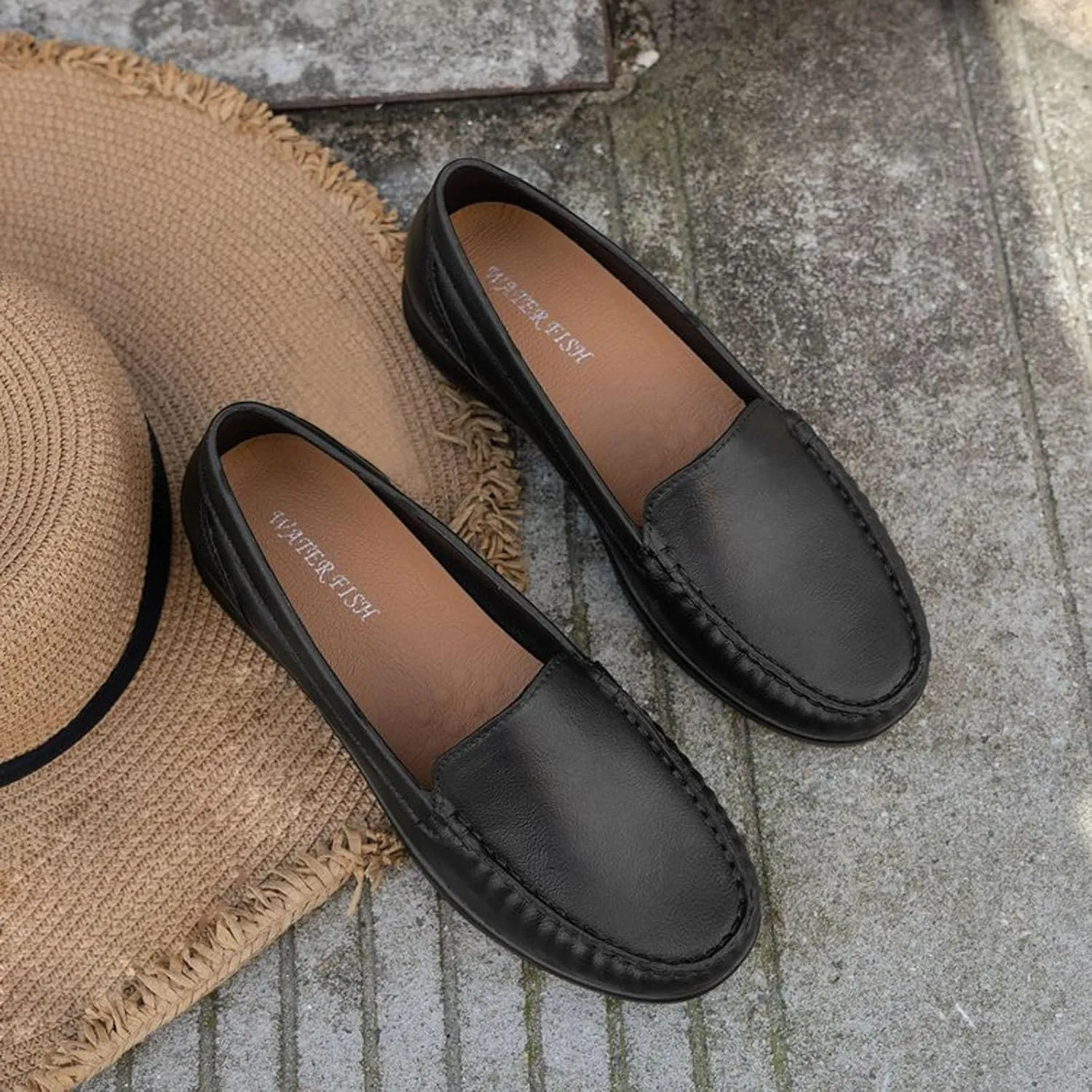 Orthopedic Slip-On Loafers for Women Soft Thick Sole Comfortable Dress Shoes Flat Leather Shoes Business Shoes