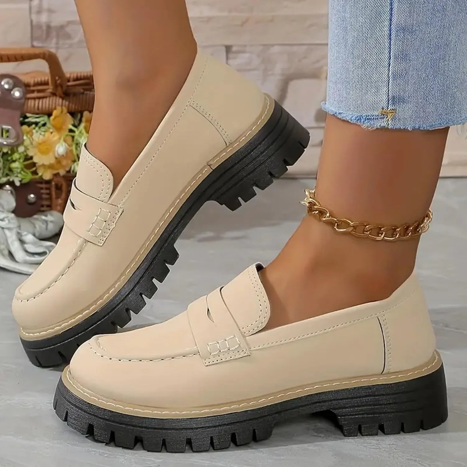 Orthoture-Orthopedic Platform Loafers Comfortable Lightweight Leather Loafers Slip-On Walking Shoes Cute Casual Dress Shoes