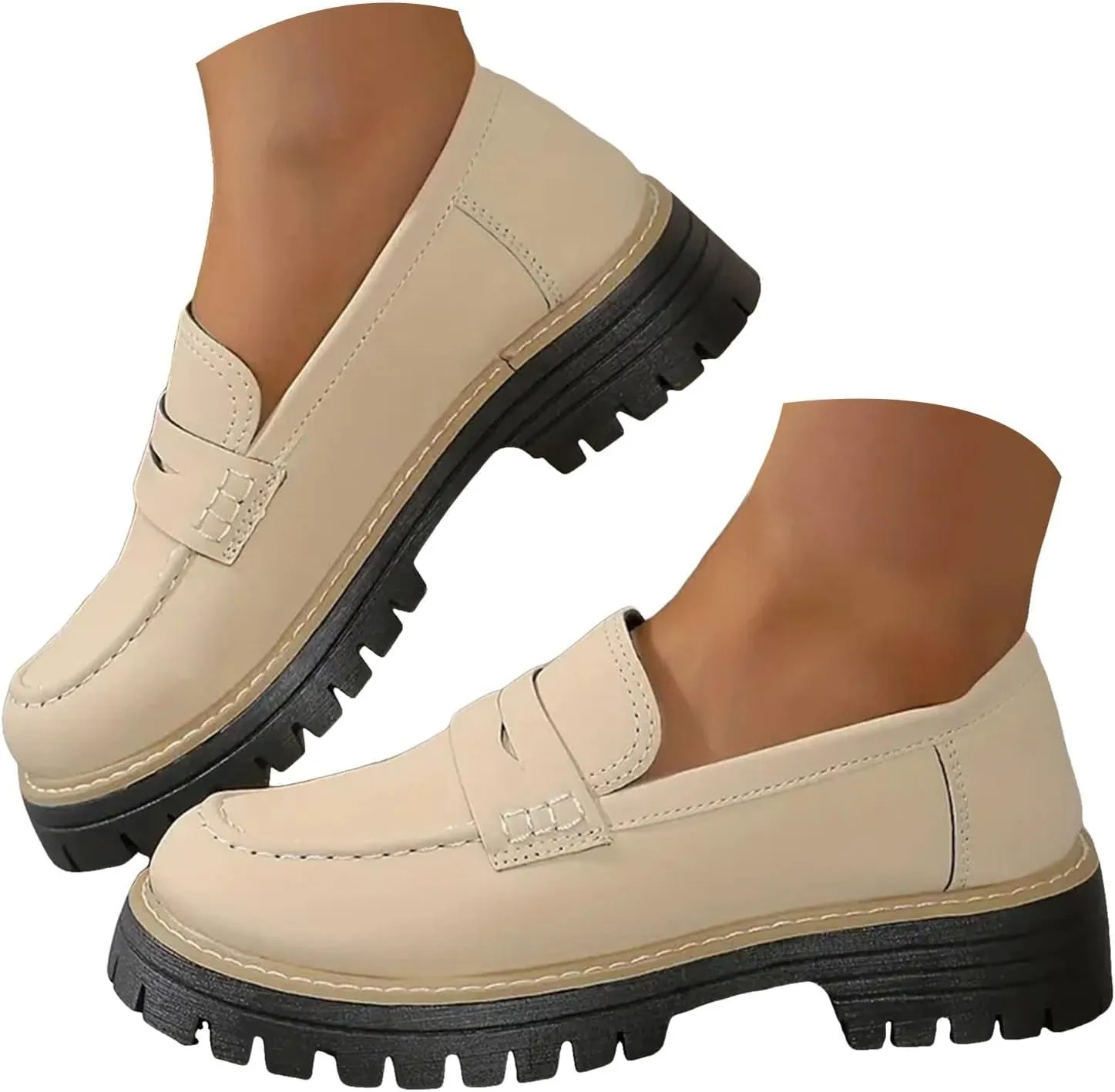 Orthoture-Orthopedic Platform Loafers Comfortable Lightweight Leather Loafers Slip-On Walking Shoes Cute Casual Dress Shoes