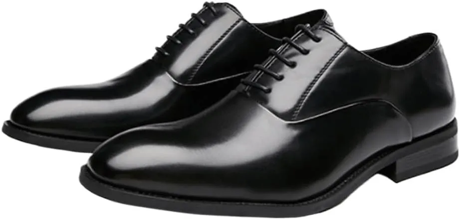 Oxford Dress Shoes for Men Classic Lace-up Formal Tuxedo New Shoes Men's Breathable Leather Shoes Black Soft Leather Soft Bottom Best Man Men's Business Formal Wear Casual Shoe