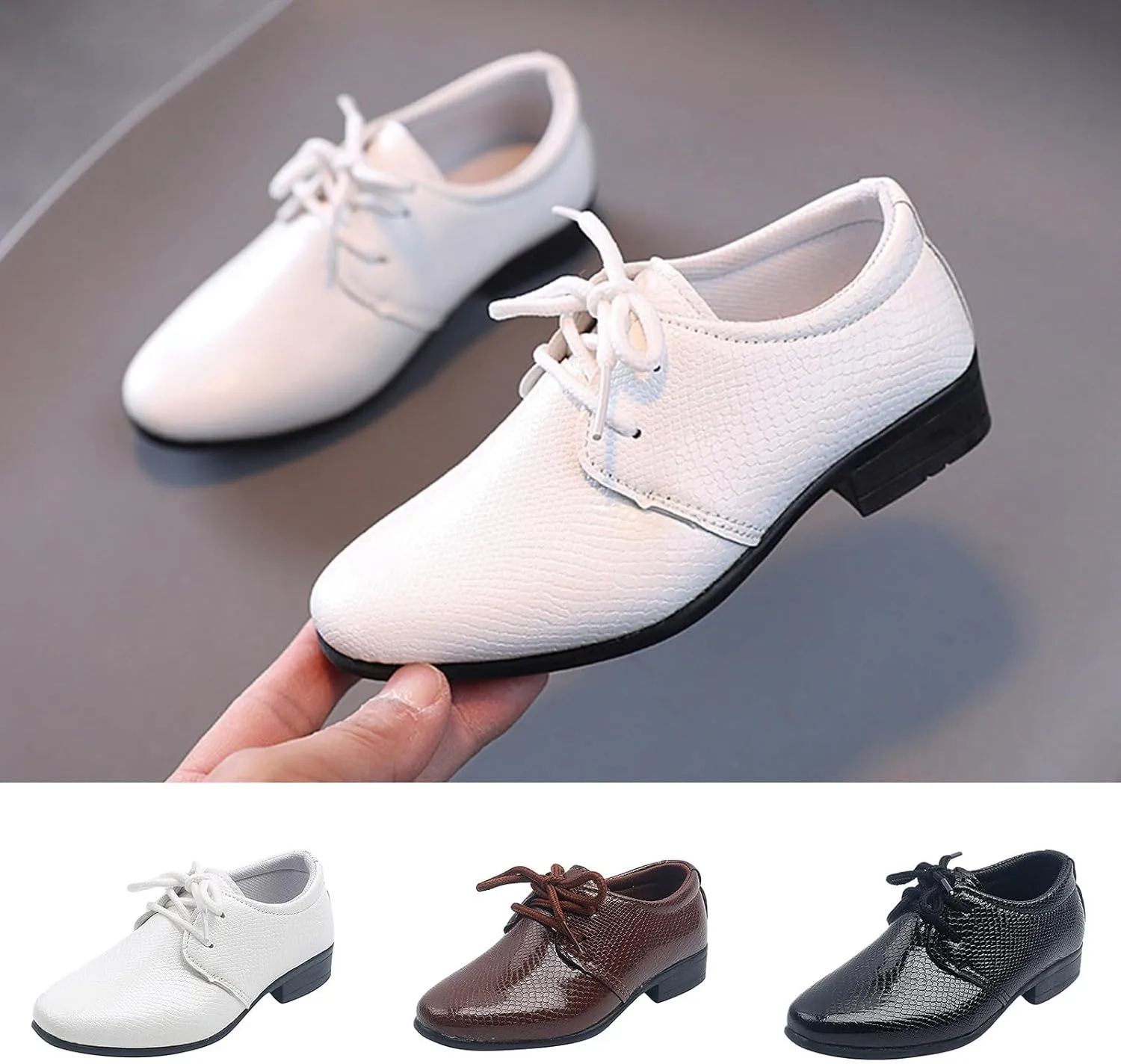 Pointed Toe Dress Shoes for Boys Toddler Kids British Style Dressy Leather Shoes Formal Casual Wedding School Loafers