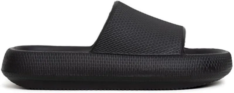 PRISSA SHOES | Black Shower Slide Bathroom Sandals | Cloud Slippers for Women and Men | Black Slide Sandals for Bathroom | Women's Black Pool Flip Flops | Non-slip Black Pool Slippers | Black Slide Shoes for Women