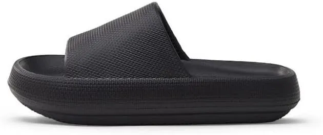 PRISSA SHOES | Black Shower Slide Bathroom Sandals | Cloud Slippers for Women and Men | Black Slide Sandals for Bathroom | Women's Black Pool Flip Flops | Non-slip Black Pool Slippers | Black Slide Shoes for Women