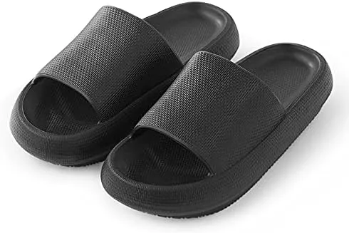 PRISSA SHOES | Black Shower Slide Bathroom Sandals | Cloud Slippers for Women and Men | Black Slide Sandals for Bathroom | Women's Black Pool Flip Flops | Non-slip Black Pool Slippers | Black Slide Shoes for Women