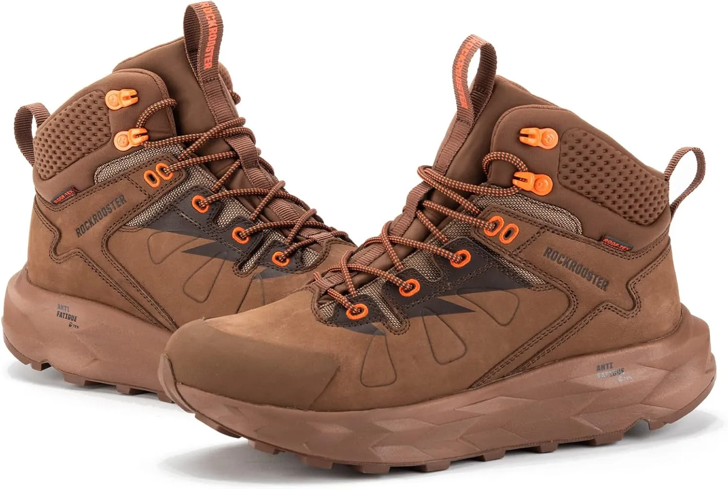ROCKROOSTER Farmington 2 Waterproof Hiking Boots for Men, 6" Anti-Fatigue Outdoor Nubuck Leather Shoes