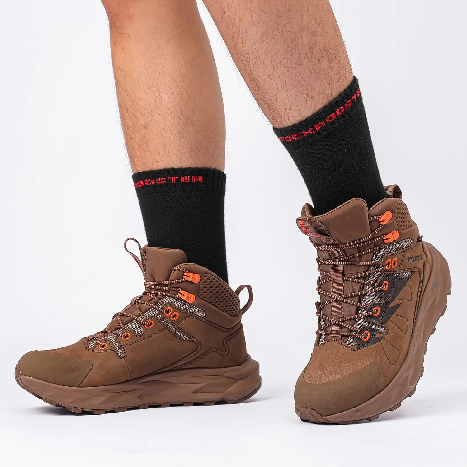 ROCKROOSTER Farmington 2 Waterproof Hiking Boots for Men, 6" Anti-Fatigue Outdoor Nubuck Leather Shoes