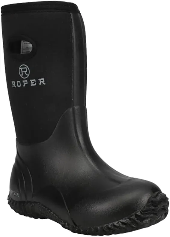 ROPER Kids Boys Barnyard Black 10 Inch Neoprene Barn Pull On Casual Boots Mid Calf - Black