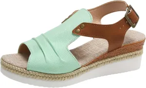 Sandals for Women 2024 Espadrilles Comfort Ladies Fish Mouth Breathable Bohemian Beach Buckle Women's Platform Sandals