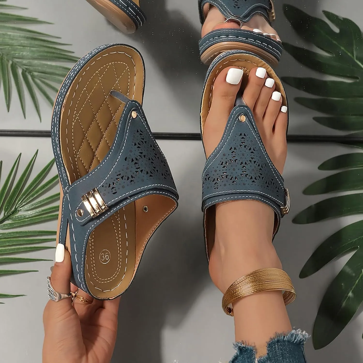Sandals for Women 2025 Wedge Comfortable Orthopedic Sandal Womens Dressy Summer Flip Flops Casual Walking Wedges