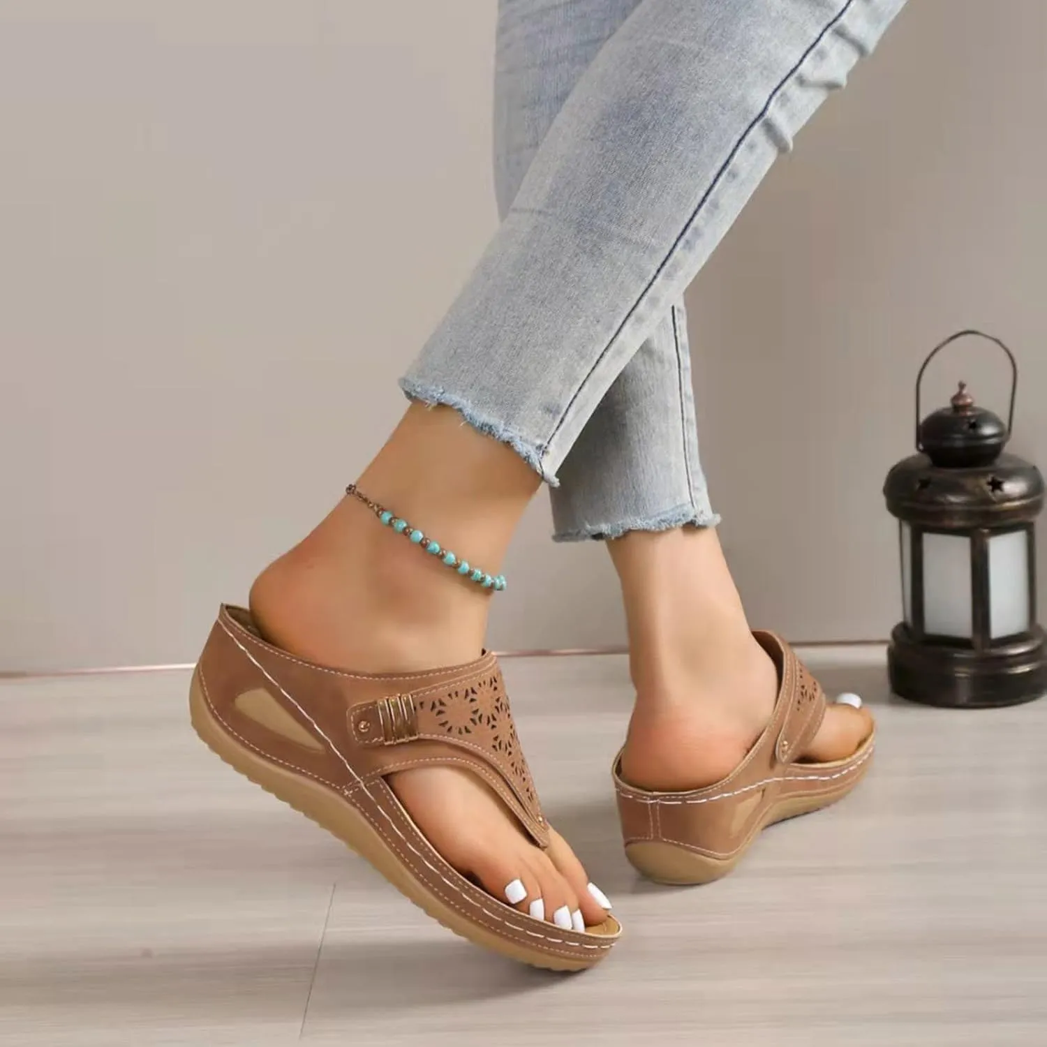 Sandals for Women 2025 Wedge Comfortable Orthopedic Sandal Womens Dressy Summer Flip Flops Casual Walking Wedges