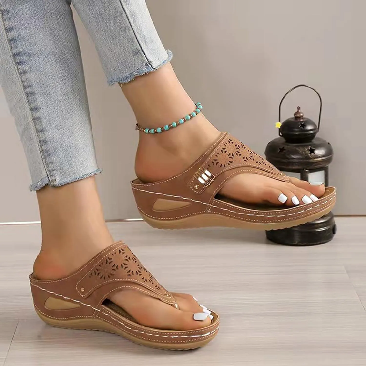 Sandals for Women 2025 Wedge Comfortable Orthopedic Sandal Womens Dressy Summer Flip Flops Casual Walking Wedges