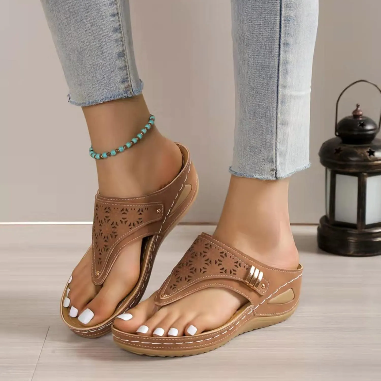 Sandals for Women 2025 Wedge Comfortable Orthopedic Sandal Womens Dressy Summer Flip Flops Casual Walking Wedges