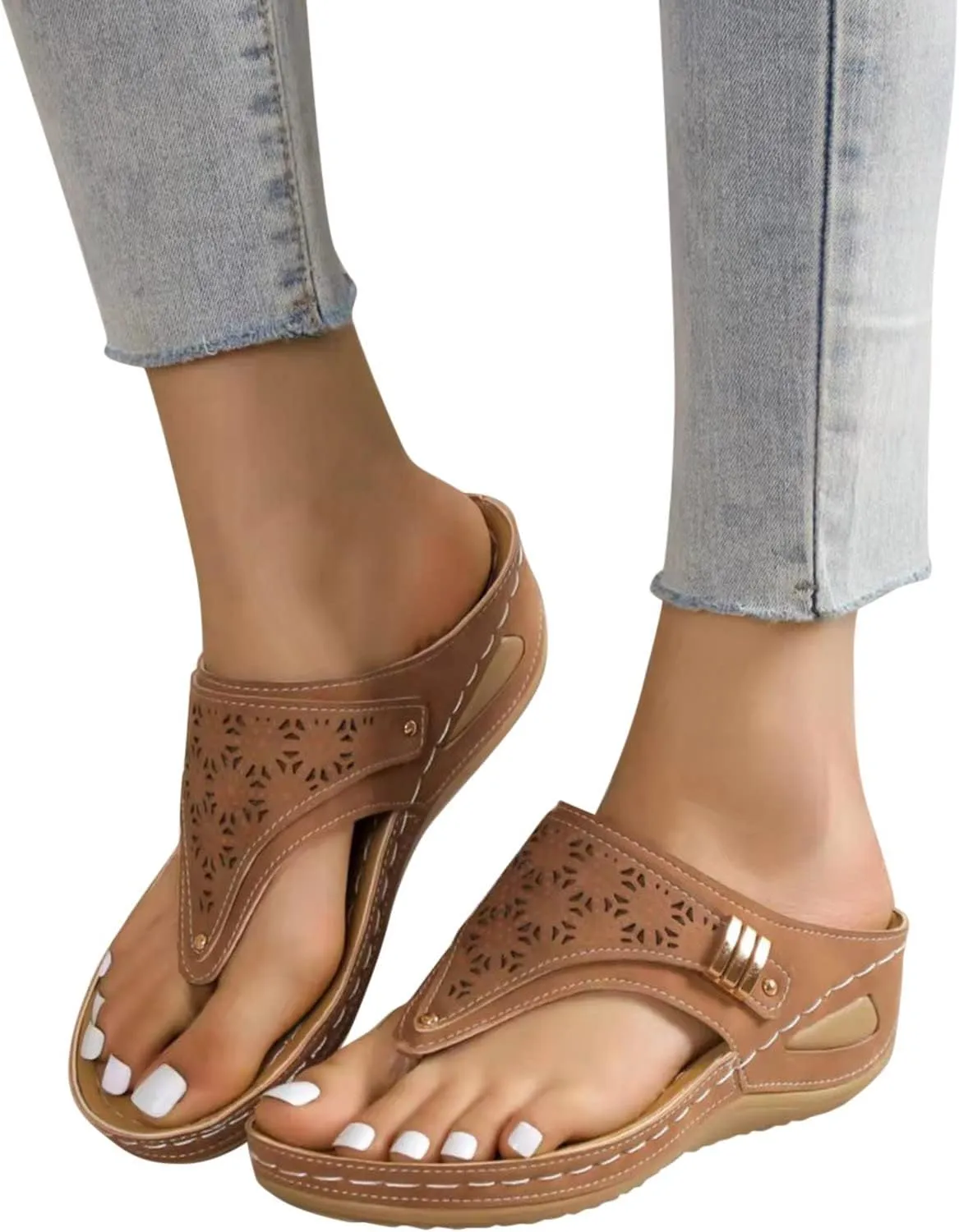 Sandals for Women 2025 Wedge Comfortable Orthopedic Sandal Womens Dressy Summer Flip Flops Casual Walking Wedges