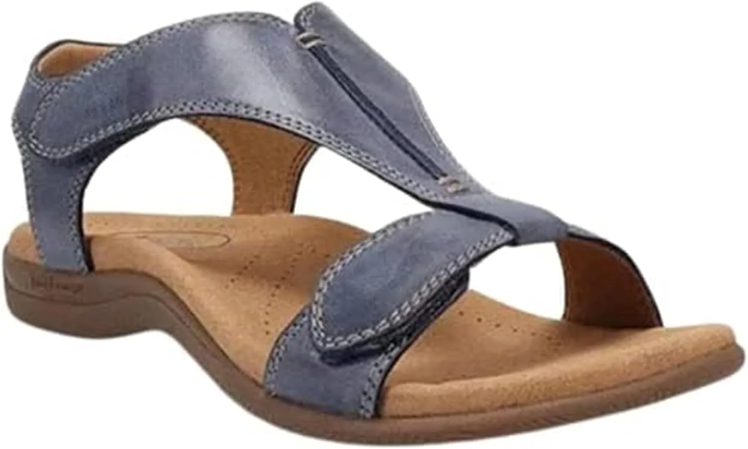 Sandals for Women Casual Summer Leather Sandal Platform Wedge Sandal Comfort Arch Support Cooling Gel Padding and an Adjustable Fit Walking Comfort Sandals,Blue,US11/EU43