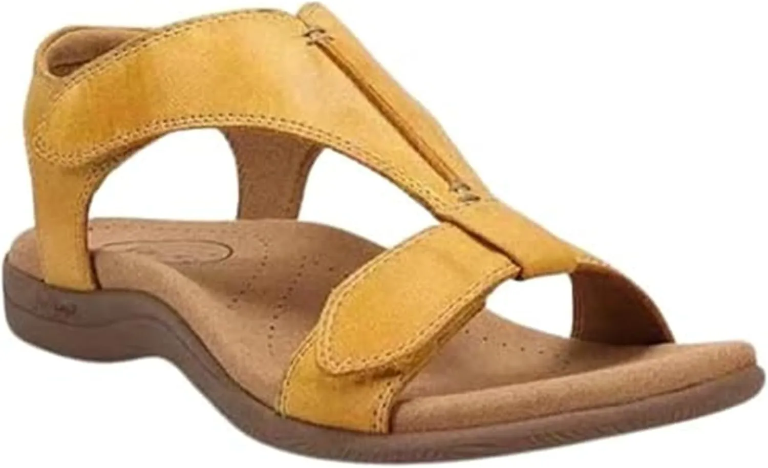 Sandals for Women Casual Summer Leather Sandal Platform Wedge Sandal Comfort Arch Support Cooling Gel Padding and an Adjustable Fit Walking Comfort Sandals,Yellow,US9/EU41