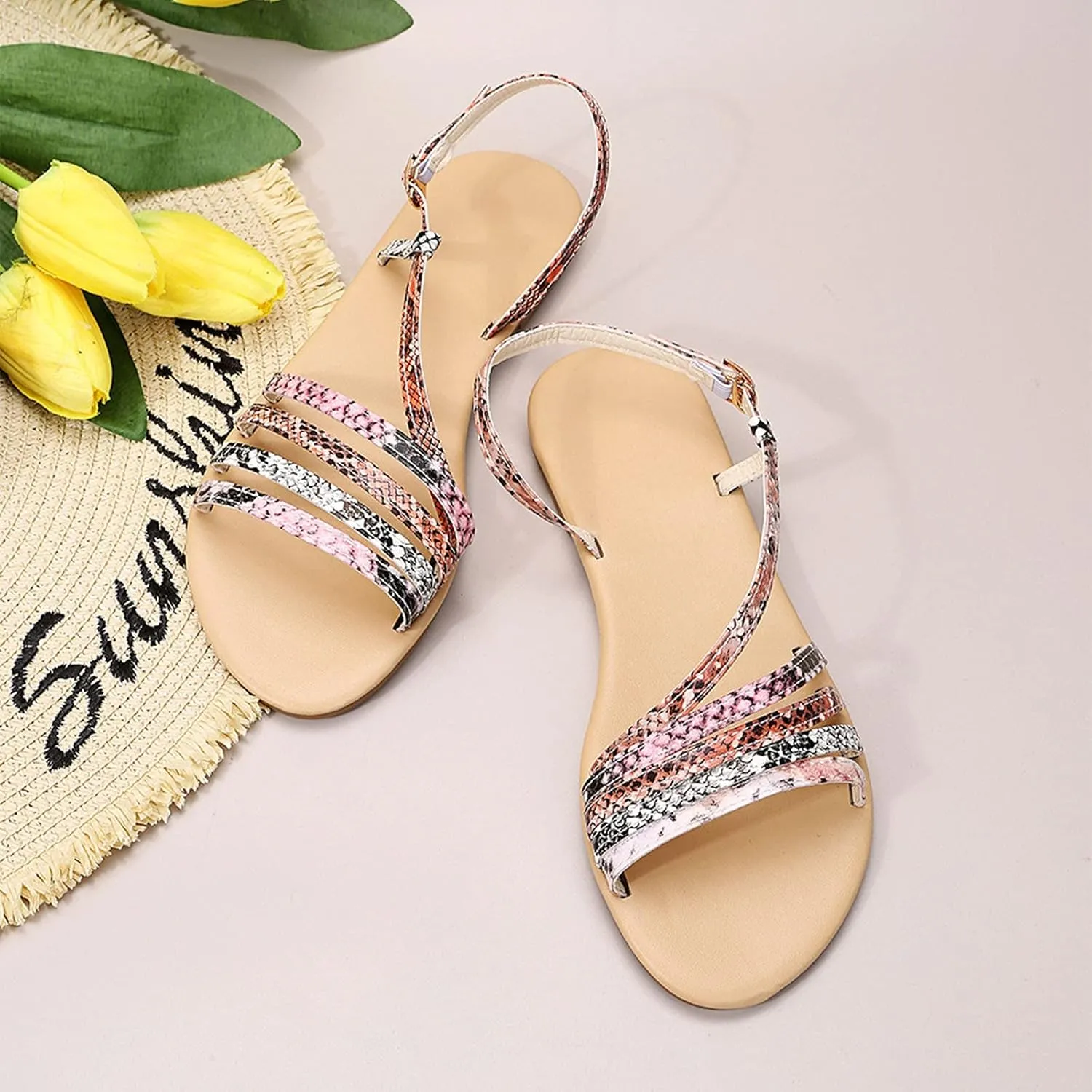Sandals for Women Dressy Summer, Women Arch Support Sandals Comfortable Floral Slides Summer Platform Sandals Slippers