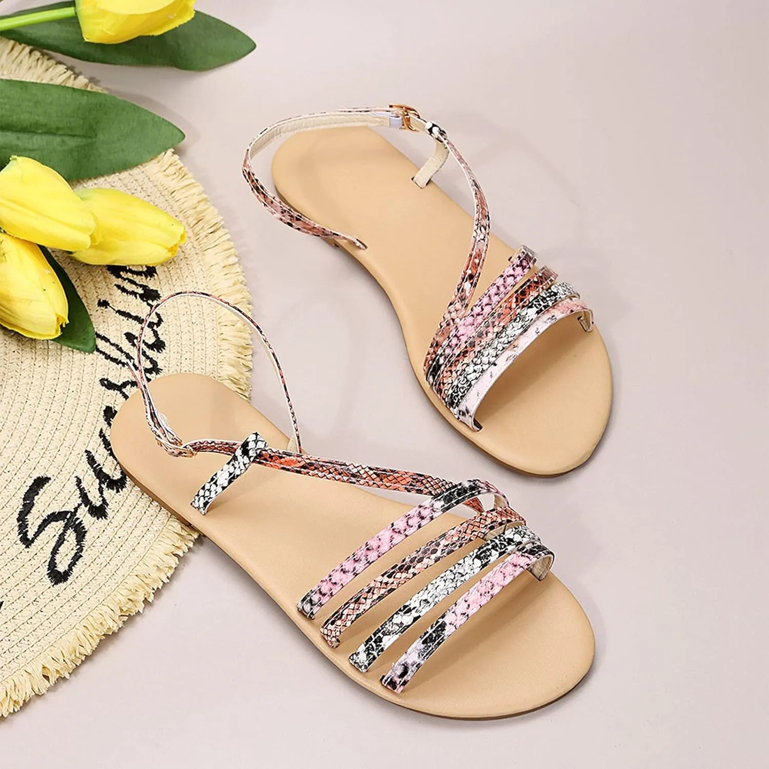 Sandals for Women Dressy Summer, Women Arch Support Sandals Comfortable Floral Slides Summer Platform Sandals Slippers