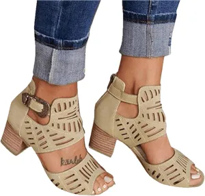 Sandals For Women,Womens Open Toe Ankle Strap Chunky Block High Heel Dress Party Sandals Dressy Summer Strappy Sandals