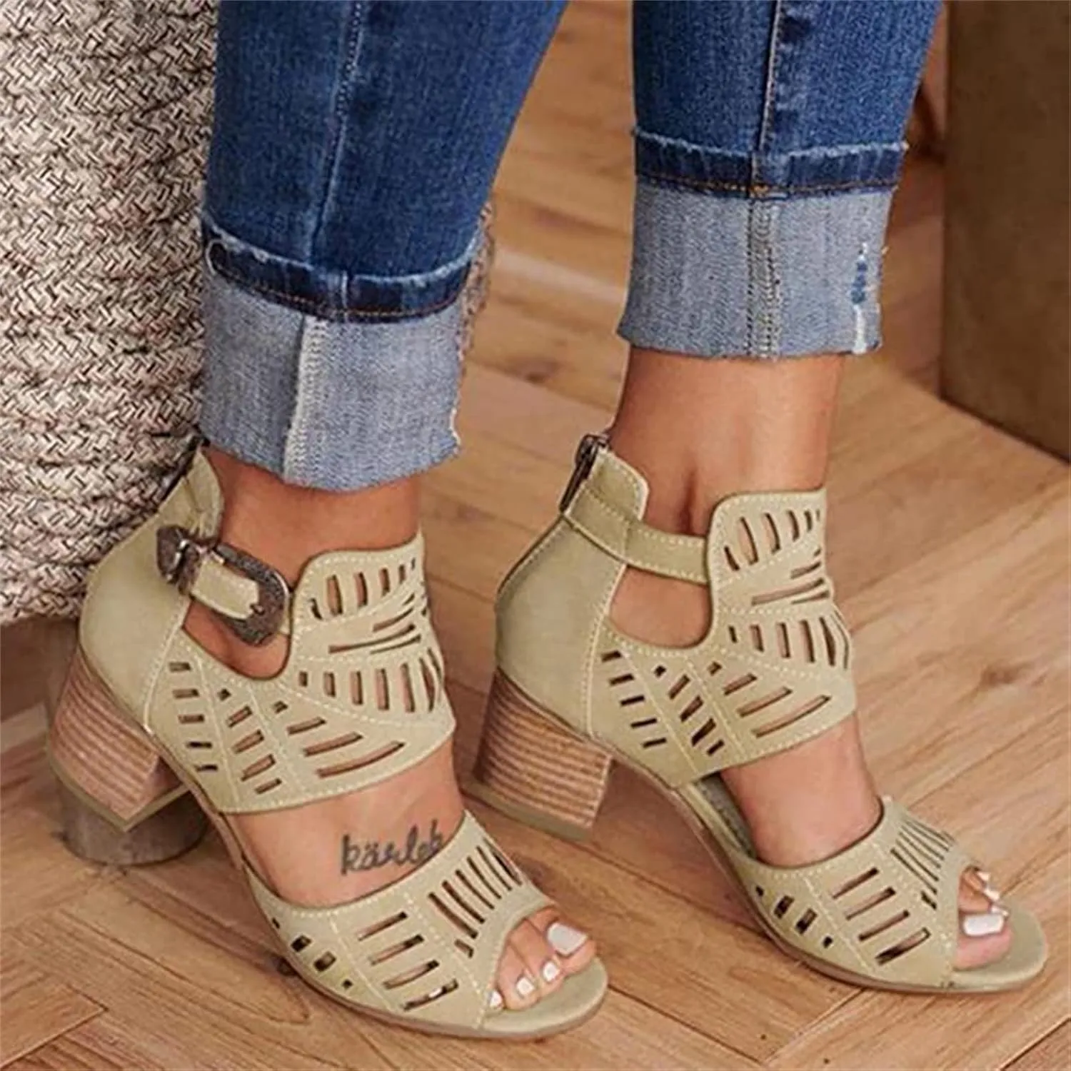Sandals For Women,Womens Open Toe Ankle Strap Chunky Block High Heel Dress Party Sandals Dressy Summer Strappy Sandals