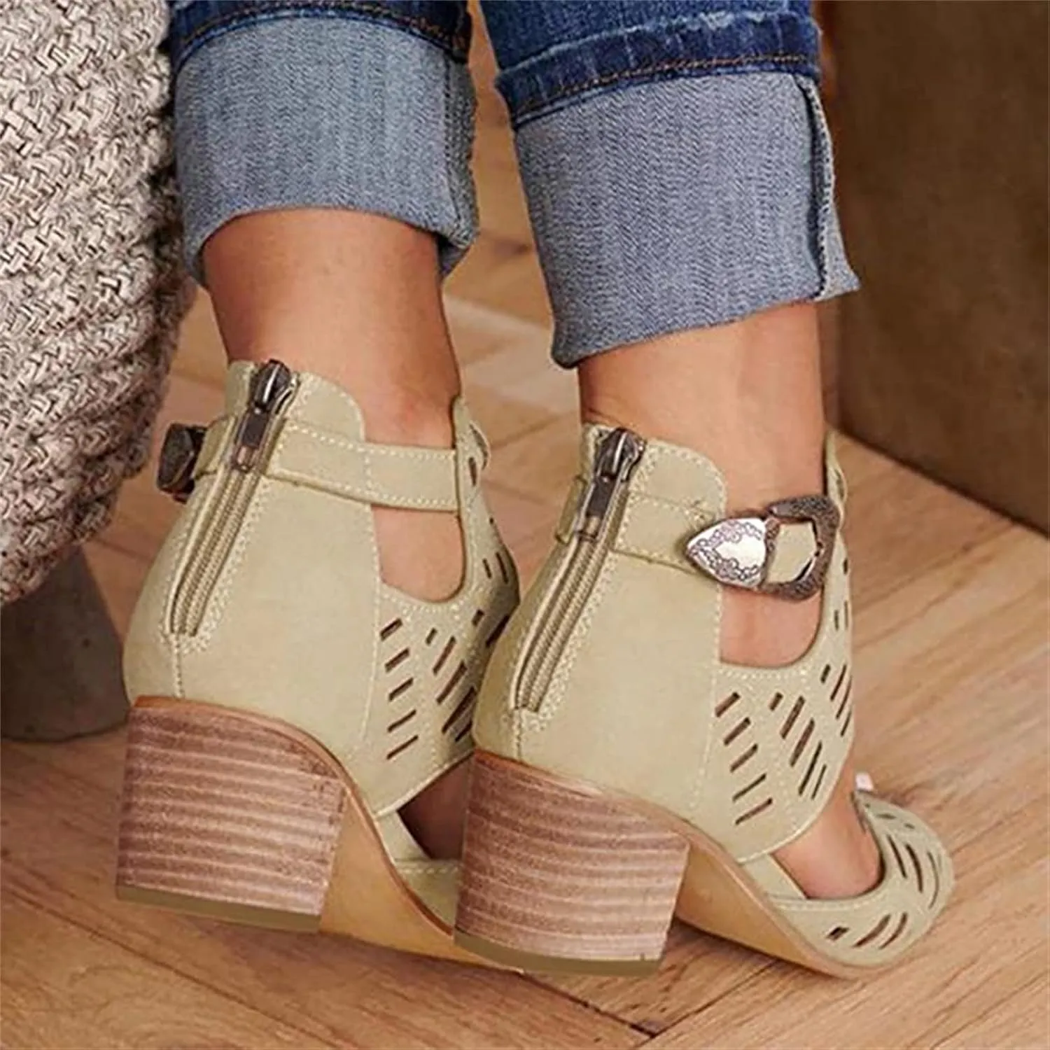 Sandals For Women,Womens Open Toe Ankle Strap Chunky Block High Heel Dress Party Sandals Dressy Summer Strappy Sandals