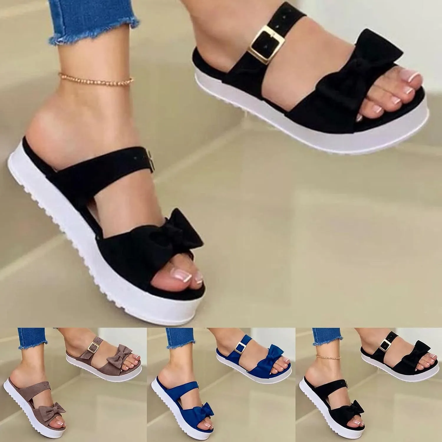 Sandals Women Fashion, Womens Summer Sandals Casual Strappy Open Toe Elegant Shoes Flat Travel Sandals