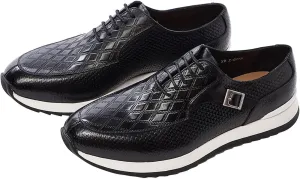 Santimon Mens Casual Shoes Fashion Sneakers Genuie Leather Prom Oxfords Shoes Business Casual Modern Derby Comfortable Walking Shoes for Men