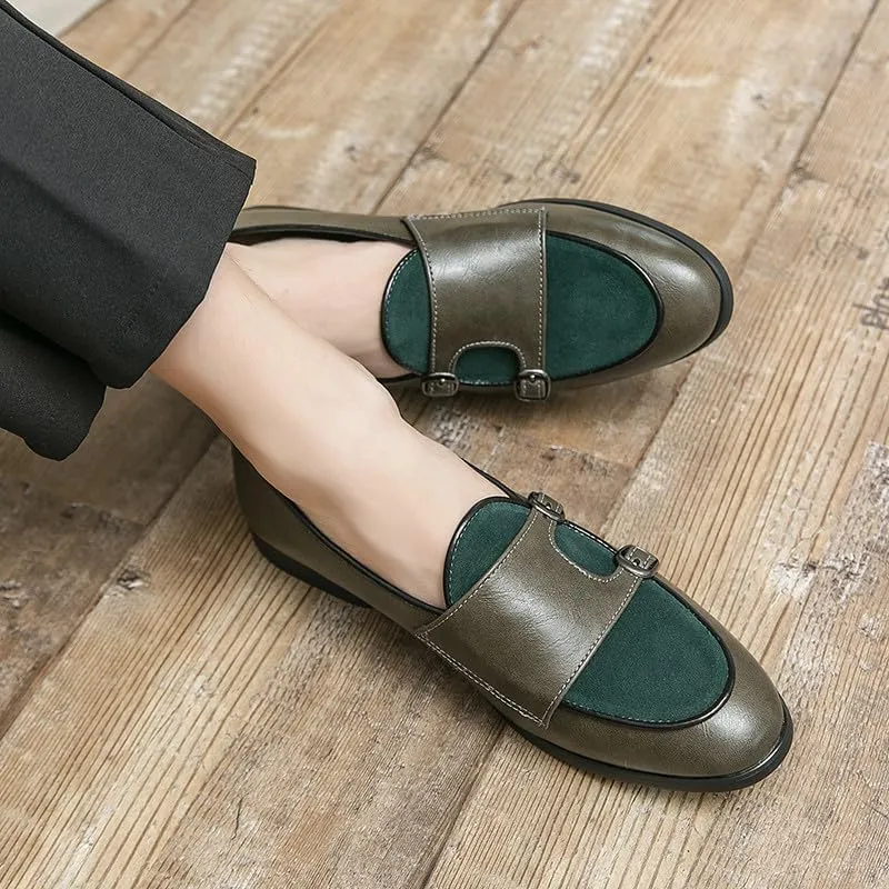 Santimon Men's Double Monk Strap Classic Dress Loafers Slip on Casual Formal Shoes