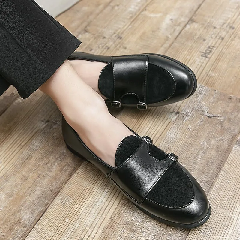 Santimon Men's Double Monk Strap Classic Dress Loafers Slip on Casual Formal Shoes