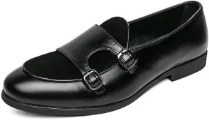 Santimon Men's Double Monk Strap Classic Dress Loafers Slip on Casual Formal Shoes
