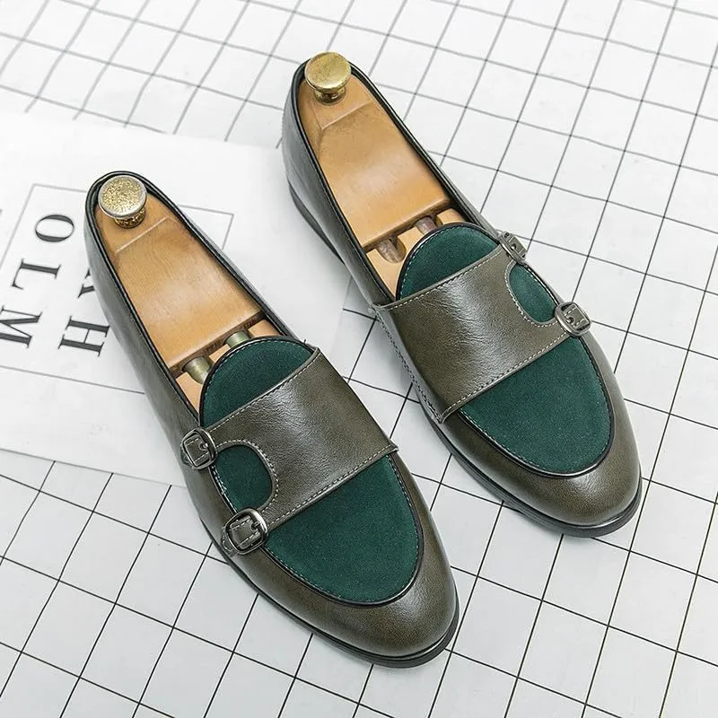 Santimon Men's Double Monk Strap Classic Dress Loafers Slip on Casual Formal Shoes