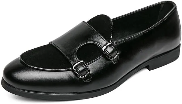 Santimon Men's Double Monk Strap Classic Dress Loafers Slip on Casual Formal Shoes