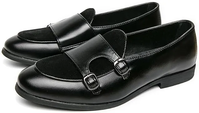 Santimon Men's Double Monk Strap Classic Dress Loafers Slip on Casual Formal Shoes