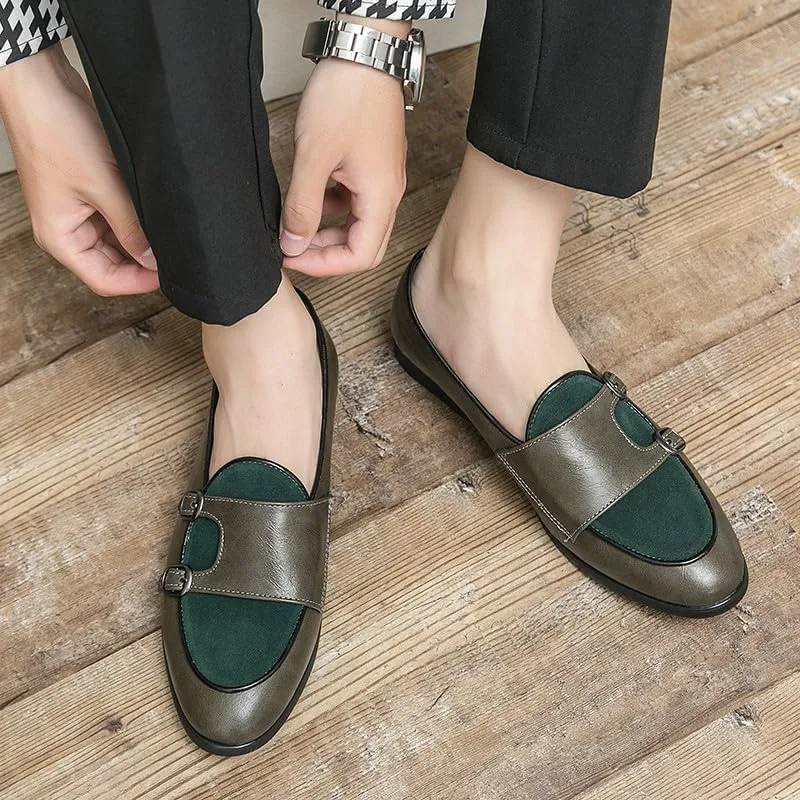 Santimon Men's Double Monk Strap Classic Dress Loafers Slip on Casual Formal Shoes