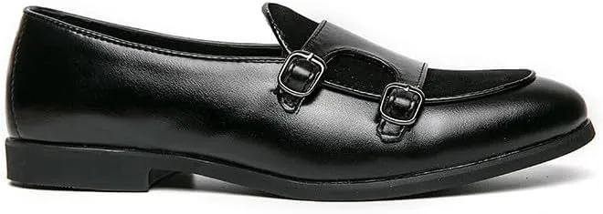 Santimon Men's Double Monk Strap Classic Dress Loafers Slip on Casual Formal Shoes
