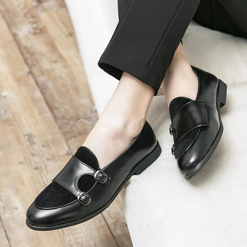 Santimon Men's Double Monk Strap Classic Dress Loafers Slip on Casual Formal Shoes