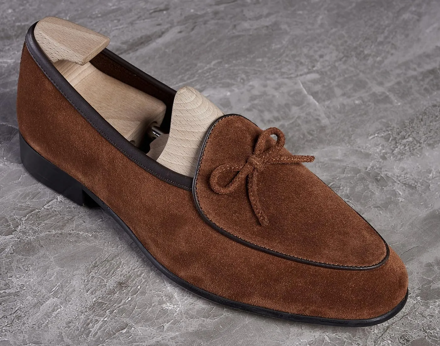 Santimon Mens Dress Slip On Penny Loafers Suede Leather Casual Bow-Tie Belgian Loafer Formal Business Prom Shoes