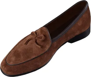 Santimon Mens Dress Slip On Penny Loafers Suede Leather Casual Bow-Tie Belgian Loafer Formal Business Prom Shoes