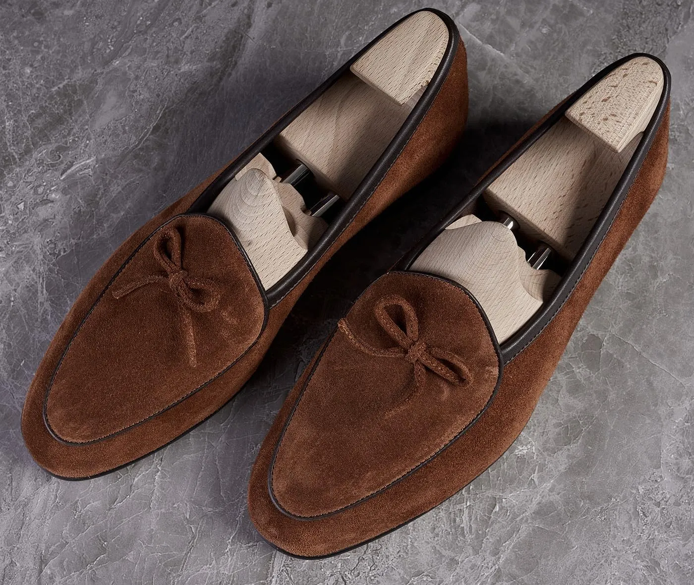Santimon Mens Dress Slip On Penny Loafers Suede Leather Casual Bow-Tie Belgian Loafer Formal Business Prom Shoes