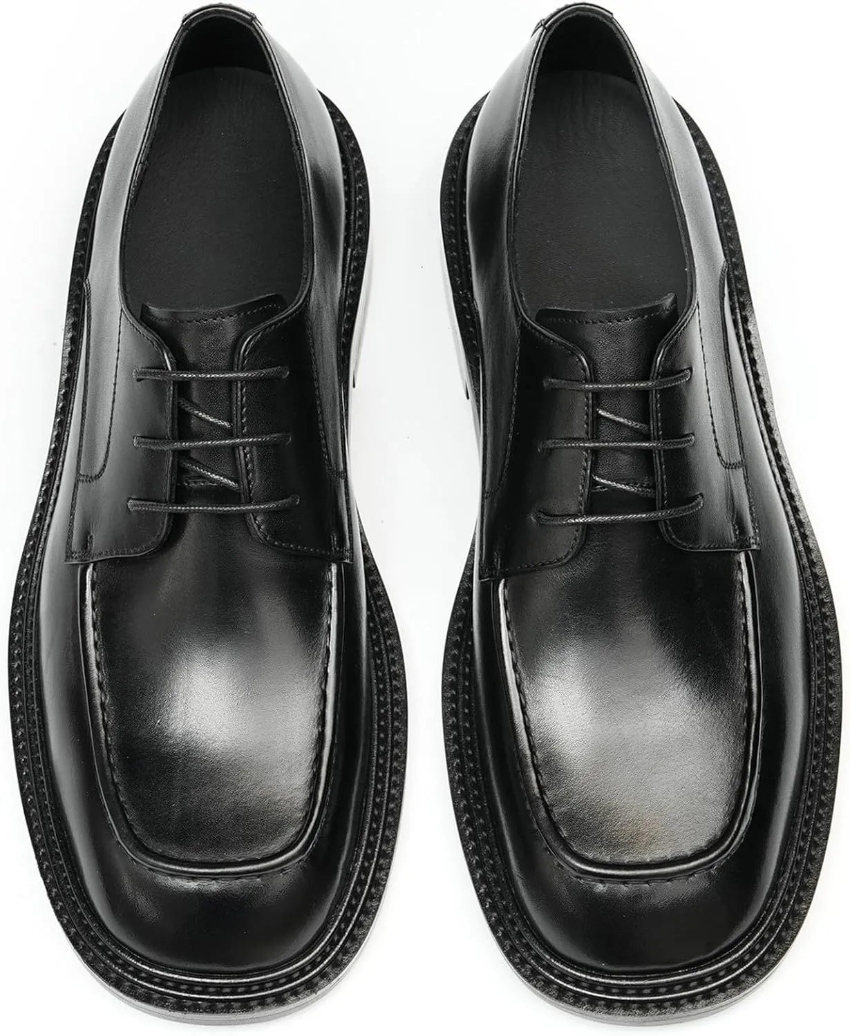 Santimon Men’s Genuine Leather Oxfords Dress Shoes – Lace-Up Derby with Rubber Sole, Soft Calfskin Lining, Anti-Slip Business Formal Suit Shoes for Office, Wedding & Daily Wear