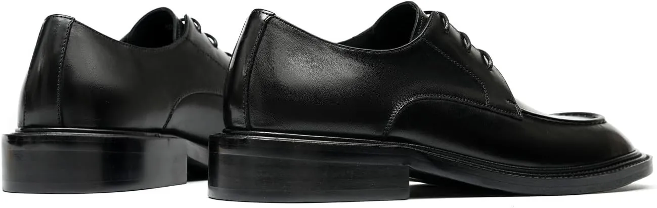 Santimon Men’s Genuine Leather Oxfords Dress Shoes – Lace-Up Derby with Rubber Sole, Soft Calfskin Lining, Anti-Slip Business Formal Suit Shoes for Office, Wedding & Daily Wear