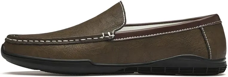 Santimon Men's Leather Flat Loafers Casual Slip On Shoes Soft Driving Moccasin Loafers for Men Lightweight Driving Boat Shoes