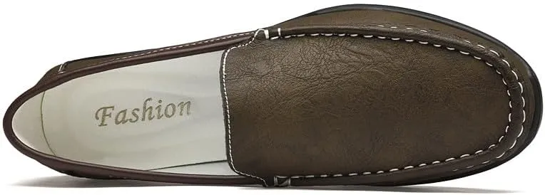 Santimon Men's Leather Flat Loafers Casual Slip On Shoes Soft Driving Moccasin Loafers for Men Lightweight Driving Boat Shoes