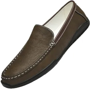 Santimon Men's Leather Flat Loafers Casual Slip On Shoes Soft Driving Moccasin Loafers for Men Lightweight Driving Boat Shoes