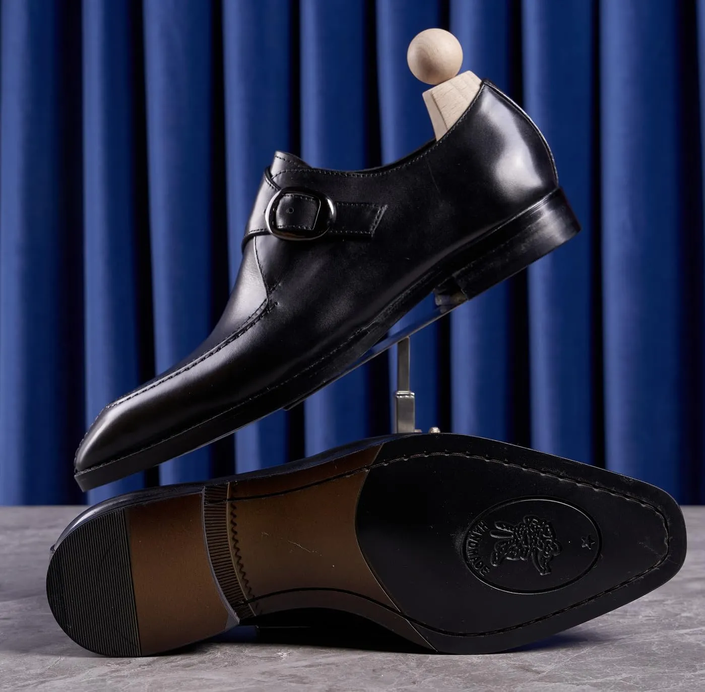 Santimon Men's Leather Monk Strap Dress Loafers, Blake Stitched, Buiness Dress Formal Shoes,Tuxedo Shoes for Men